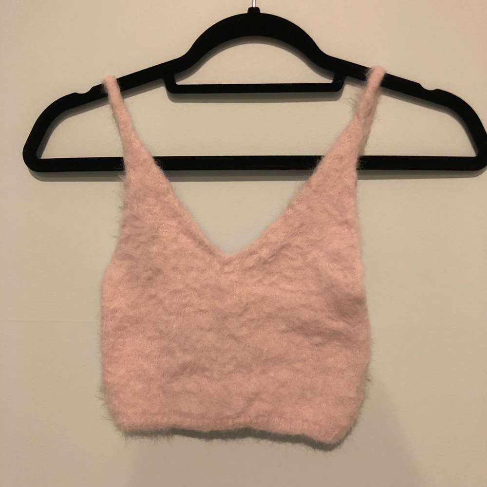 Fuzzy Pink Retro Crop Top